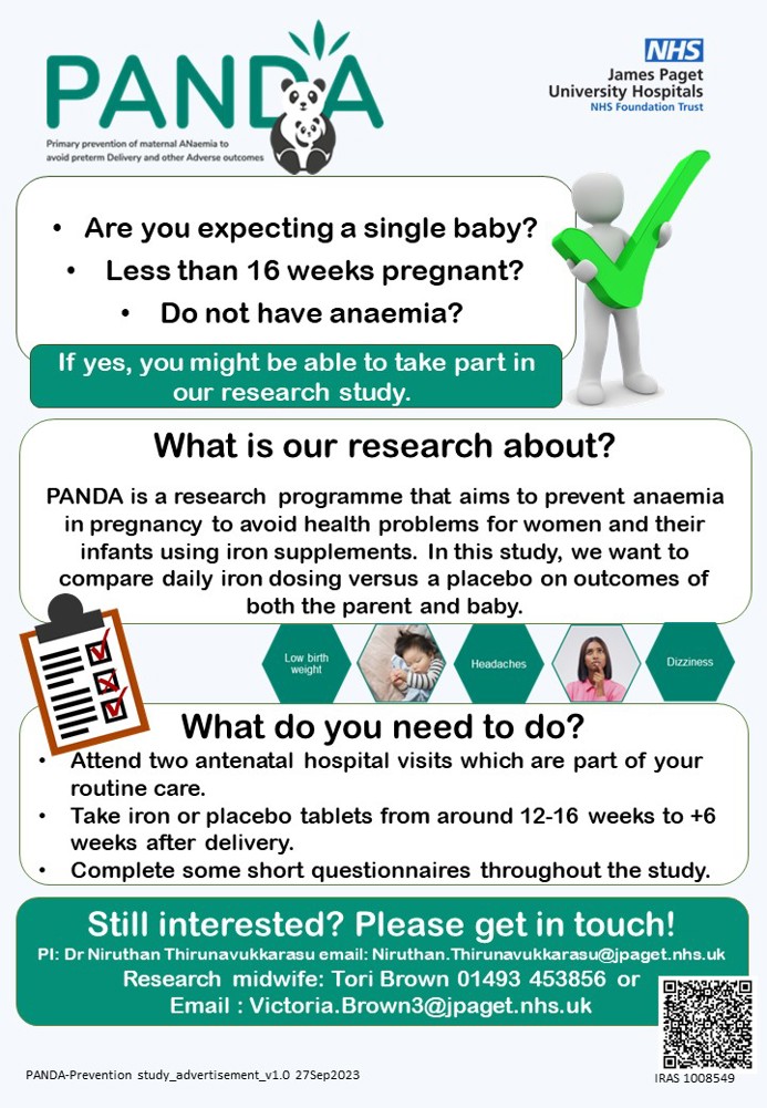 The PANDA research study is open to those expecting a baby who are less than 16 weeks pregnant
